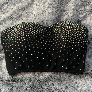 Rhinestone Bustier Cropped Tube Top